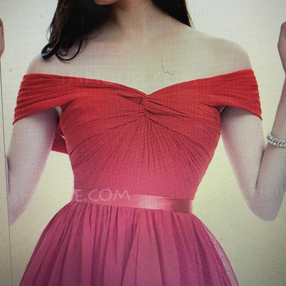 Women 16 Red Princess A-line Off-the-Shoulder long